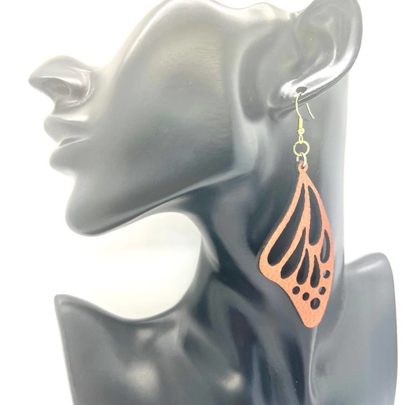 Butterfly Wings Earrings - Vegan Leather Accessories - Moth Wings - Statement - Picture 9 of 10